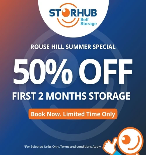 Get 50% off 2 months Storage! Limited time only. Book Now